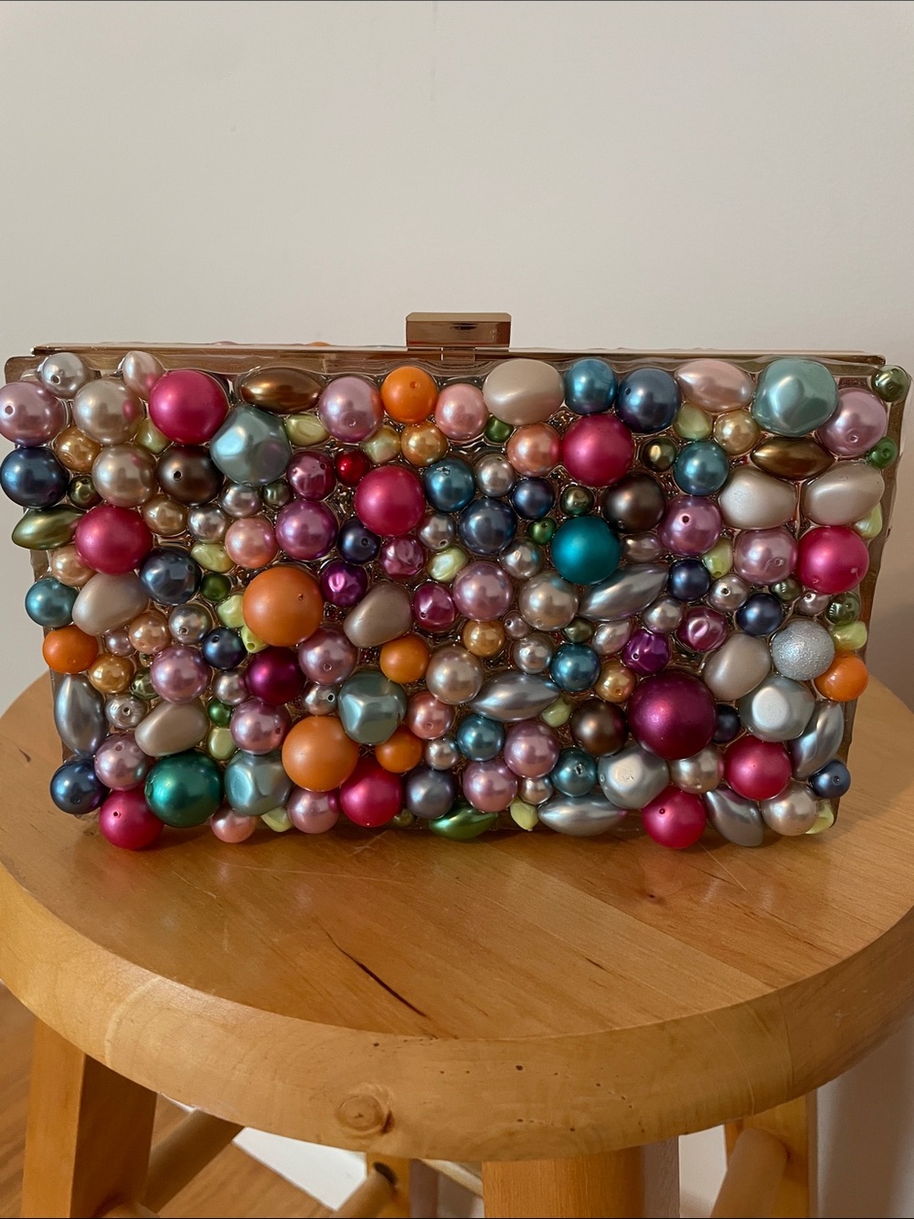 STUNNING Multicolor Beaded Pearl Box Clutch/Cross Body - NWOT! 💕